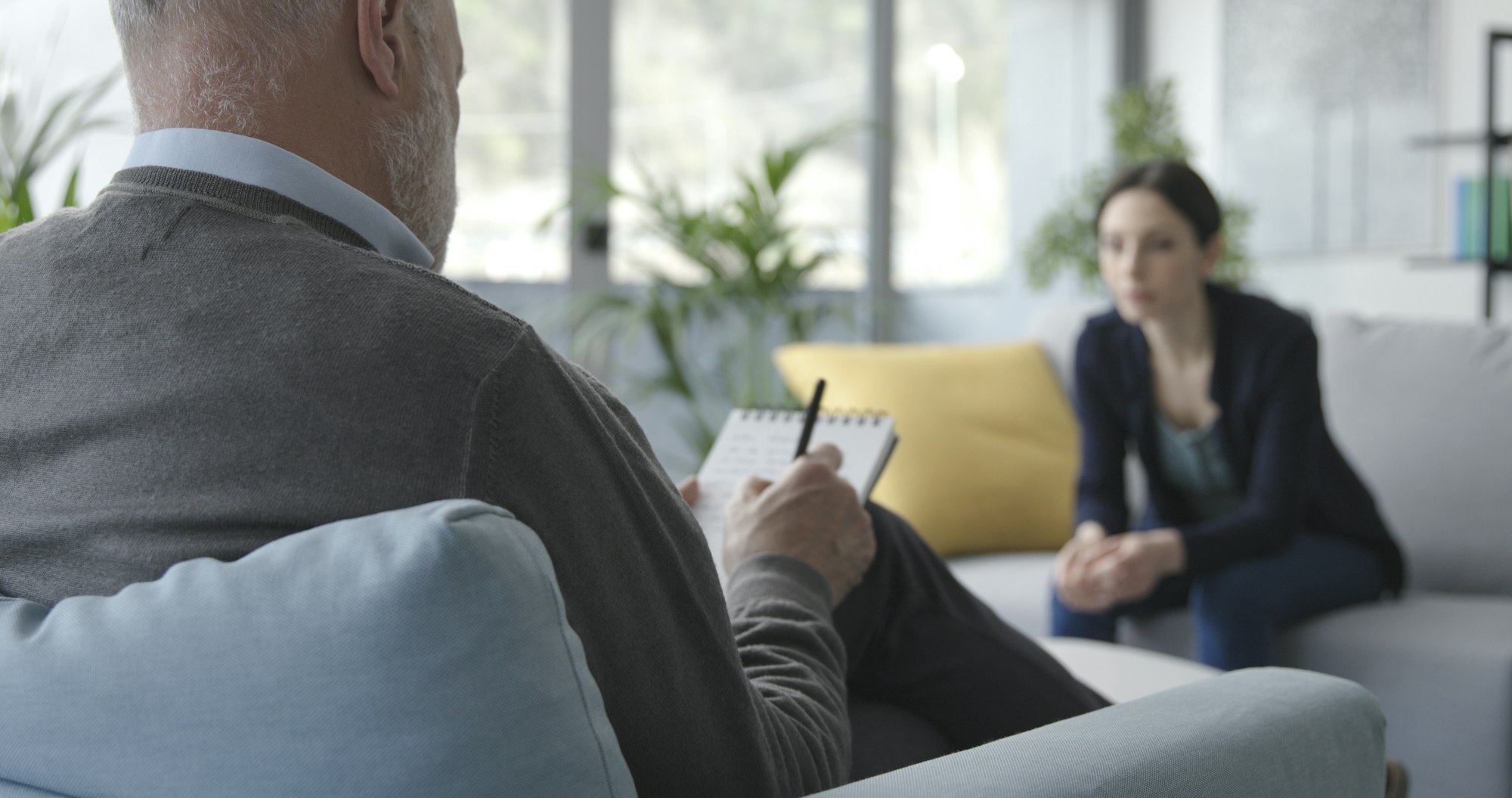 Young woman talking with a professional therapist